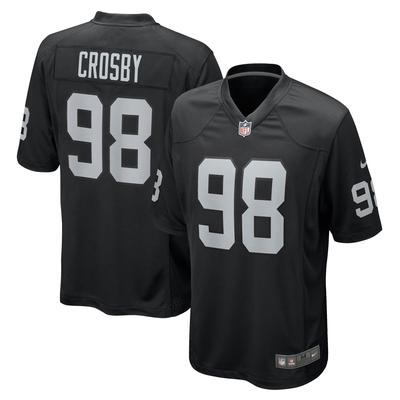 Footballtrikot NIKE "Nike Trikot Las Vegas Raiders NFL Home Game Jersey Crosby 98", Herren, Gr. S, schwarz (mehrfarbig), 100% Polyester, Trikots