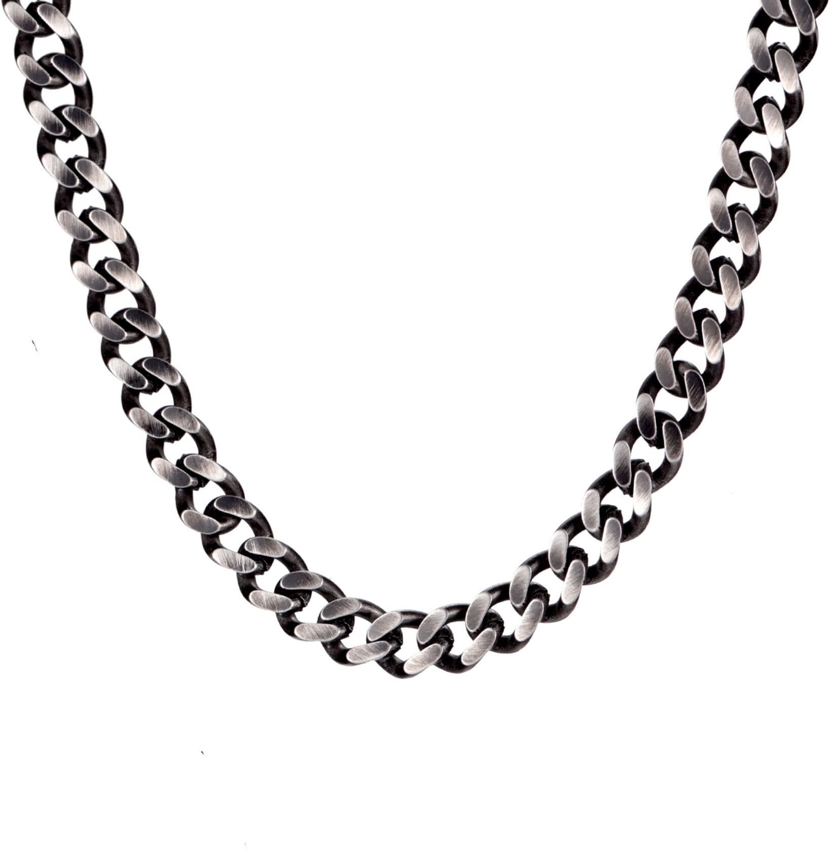 Panzerkette FIRETTI "Schmuck Geschenk Edelstahl Halsschmuck Halskette 6,0 mm breit" Gr. 60, schwarz (edelstahlfarben, schwarz), Halsketten, Herren, 60, Edelstahl, B: 6mm, Panzerkette, B:6mm edelstahlfarben, schwarz 60, Edelstahl, B: 6mm