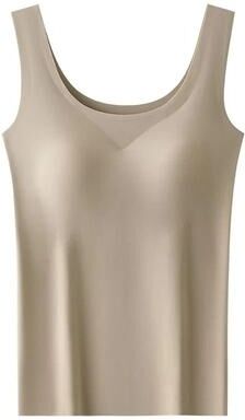 Uplift Essentials Women Seamless Ice Silk Tank Top With Chest Pads l khaki