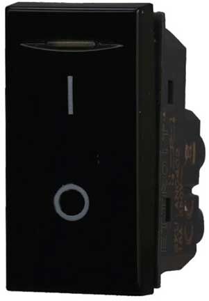 Ettroit Interruttore Bipolare 2p 16a Compatibile Bticino Axolute Colore Nero  An0402