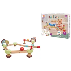 Eichhorn - Rollidoo Set 35 Teile - Kugelbahn aus Holz mit 2 Kugeln