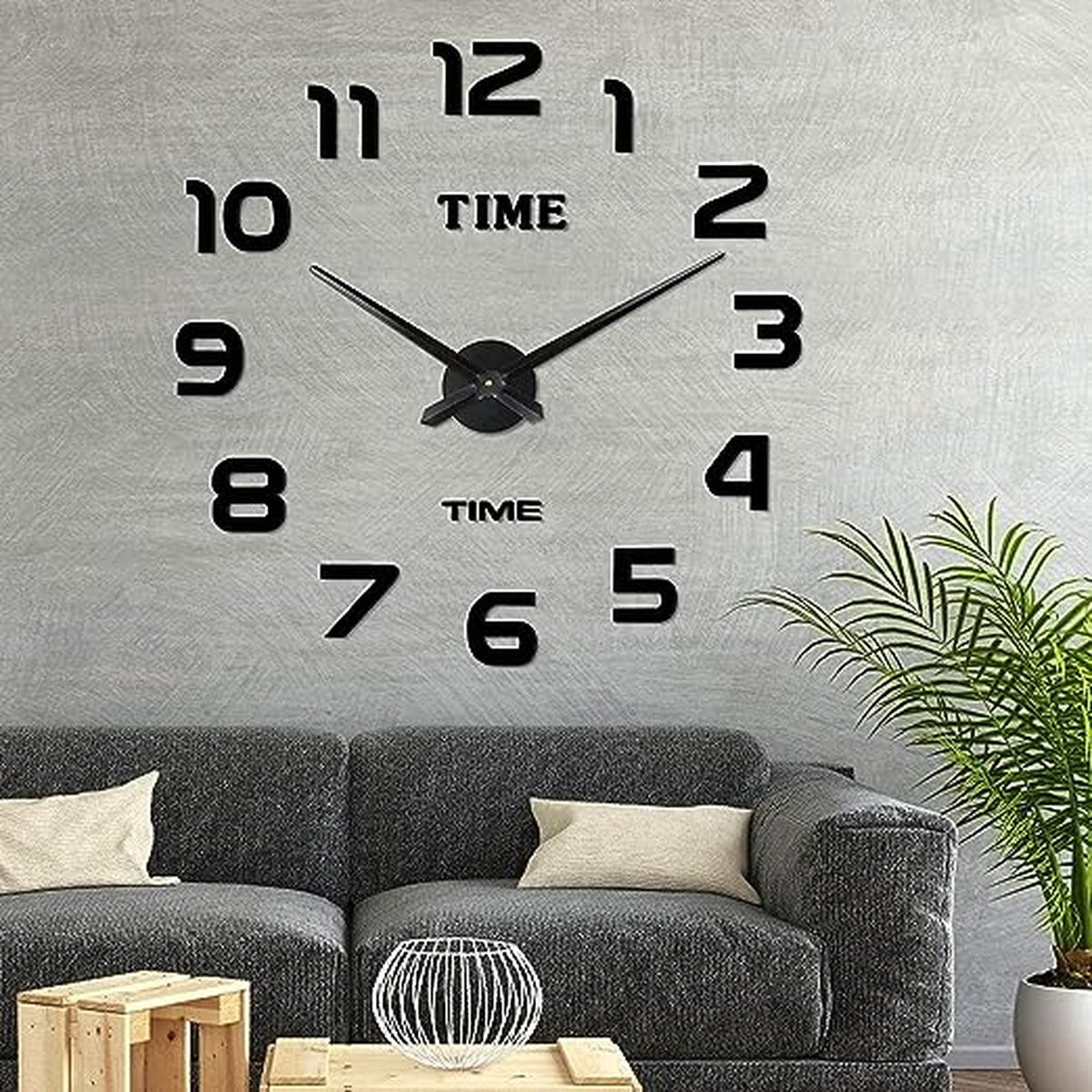 Premium Moderne 3D Wandklok Zwart - Analoog