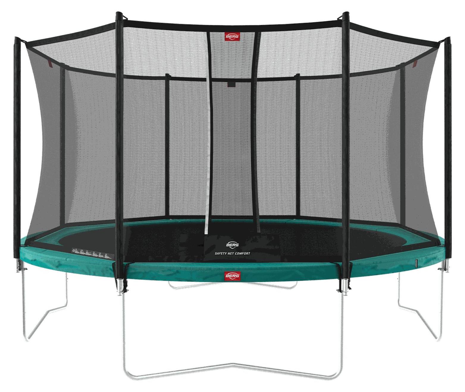 BERG Trampolin Favorit Regular 380 + Sicherheitsnetz Comfort Stahlrahmen Grün