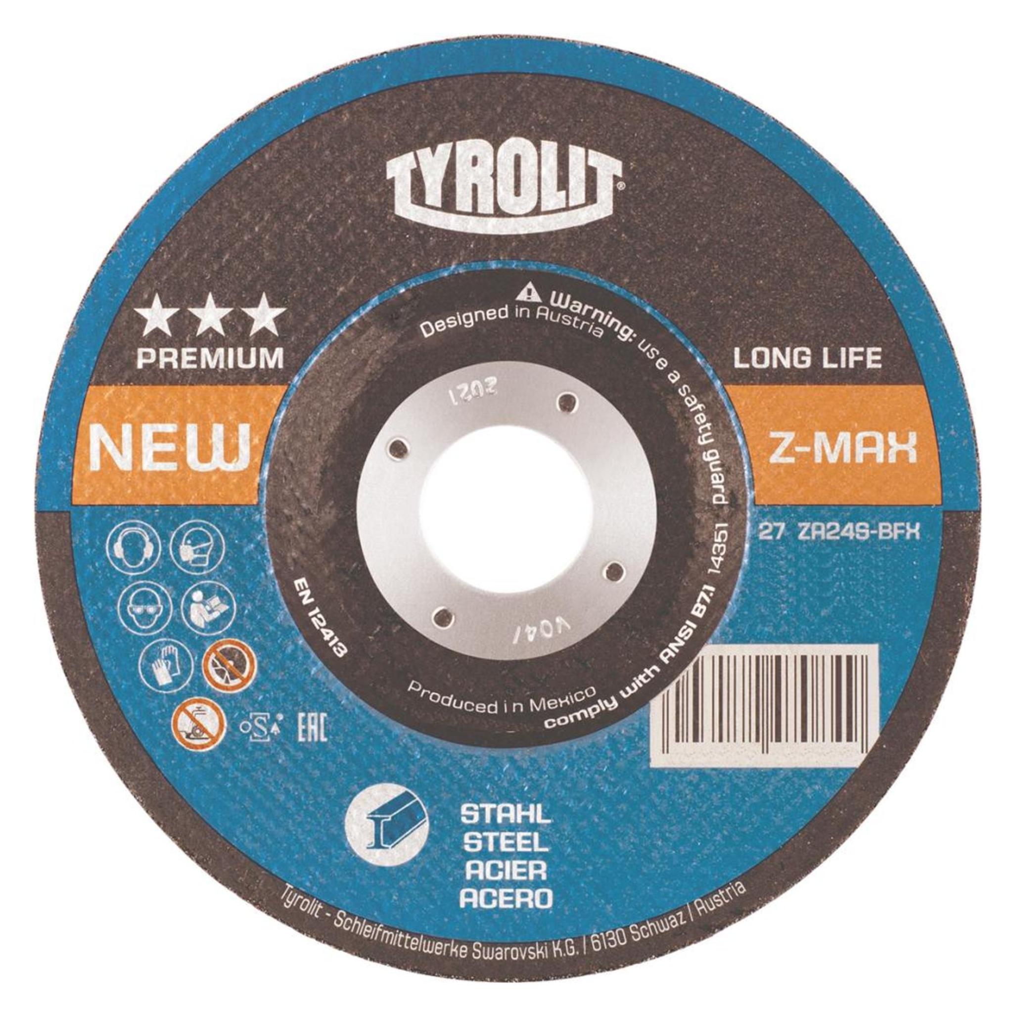 Tyrolit Schruppscheibe LONGLIFE Z-MAX D115xS7mm gekröpft Stahl Bohrung 22,23 mm (24) (34353683)