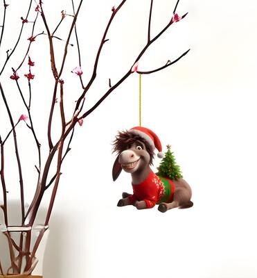 PRiME Tree Hanging Ornaments Cartoon, Christmas Tree Pendant Flat Acrylic, New Year Christmas Gifts, Holiday Home Decor donkey