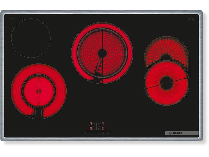 BOSCH Elektro-Kochfeld PKH845BB1D , schwarz, B:79,5cm H:4,8cm T:51,7cm, Kochfelder, Einfache Touch Select-Steuerung & zuschaltbare Bräterzone, Elektro-Kochfeld
