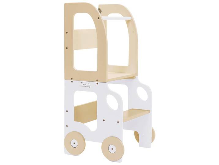 Hochstuhl Car Step Stool aus Holz Naturfarbe/Weiß