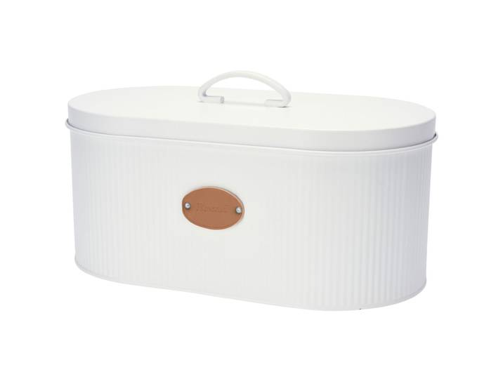 Brotkasten aus Metall mit Deckel, weiss, Brotbox, 33 x 18 x 15 cm