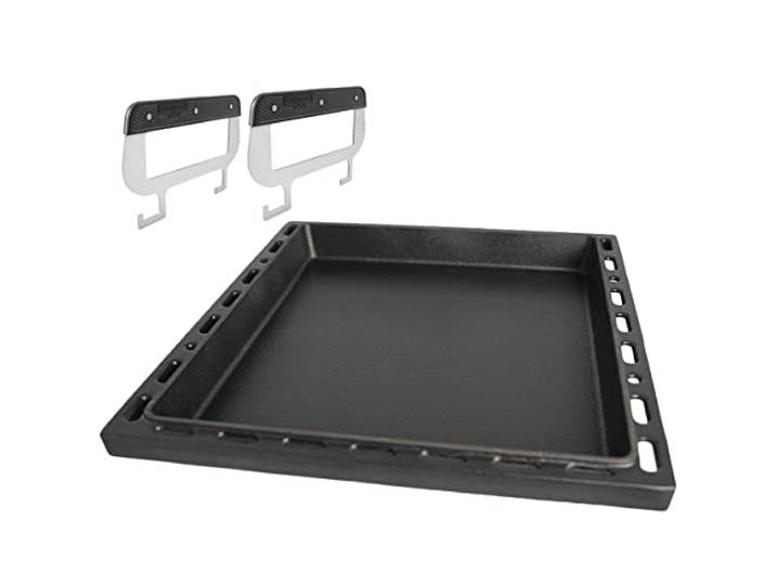 SANTOS einsetzbare Grillpfanne/Einsatzpfanne mit Griffen - Gusseisen Plancha - 37,7x42,8x4,6cm S-Serie - Paella, Bratkartoffeln, Reibekuchen