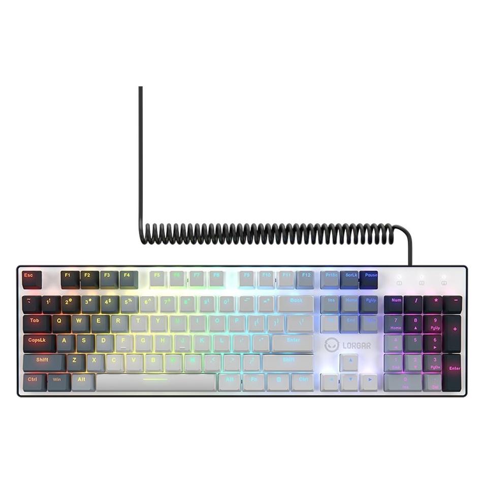 Lorgar Azar 514, mechanical gaming keyboard, RGB backlighting, 18 modes, USB-C, white (US, Kabelgebunden) (LRG-GK514W-US)
