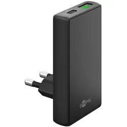 Goobay USB-C™ PD GaN Dual-Schnellladegerät 90° Flat (65 W) schwa