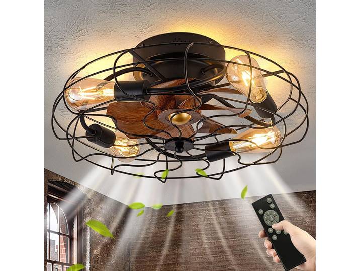 Ventilateur de plafond rétro industriel avec télécommande, lampe de plafond, ventilateur 110V-220V, moteur réversible E26/E27, décoration pour chambre à coucher, salon