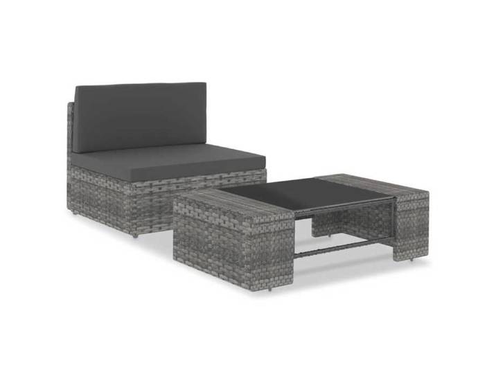 Salon de jardin (lot de 2) Design modulaire Résine tressée Gris - Petit canapé balcon LL2294