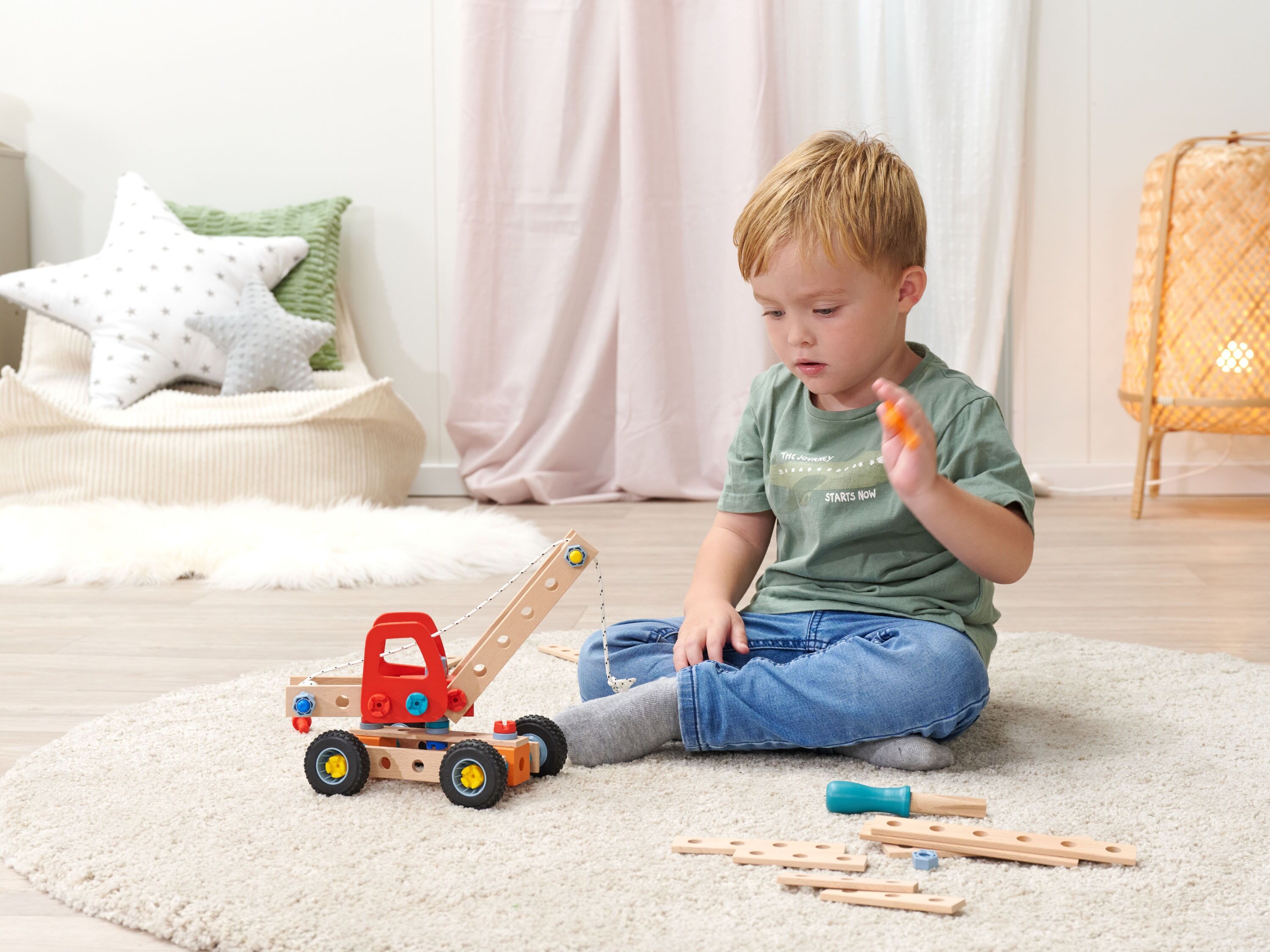 Konstruktionsspielsteine EICHHORN "Constructor Kranwagen", bunt, Spielbausteine, Kinder, Holz, Kunststoff, Konstruktionsspielsteine