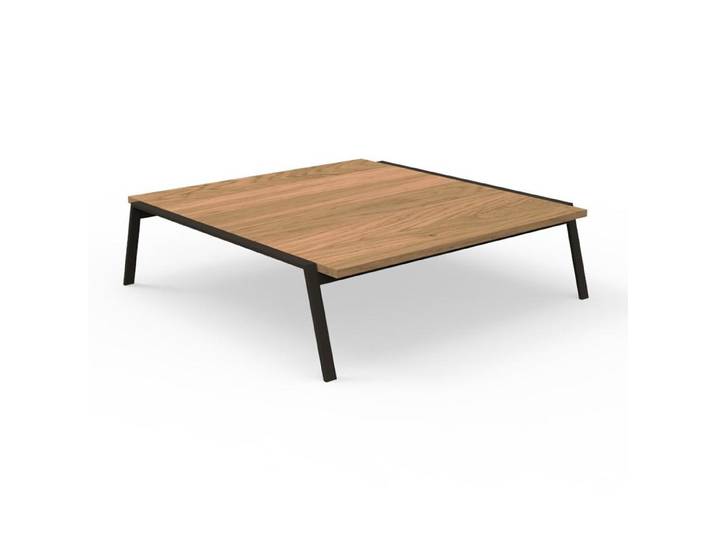 TALENTI table basse d'extérieur 120x120 cm COTTAGE Collection Icon (Mokka - Iroko et aluminium peint)