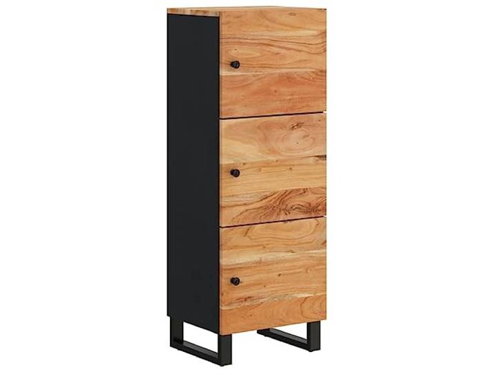 GHVBNMF Highboard Massivholz Akazie Beistellschrank 40x33x110 cm Schlanker Beistellschrank im Industrie-Design mit 3 Fächern für Flur, Wohnzimmer und Schlafzimmer.