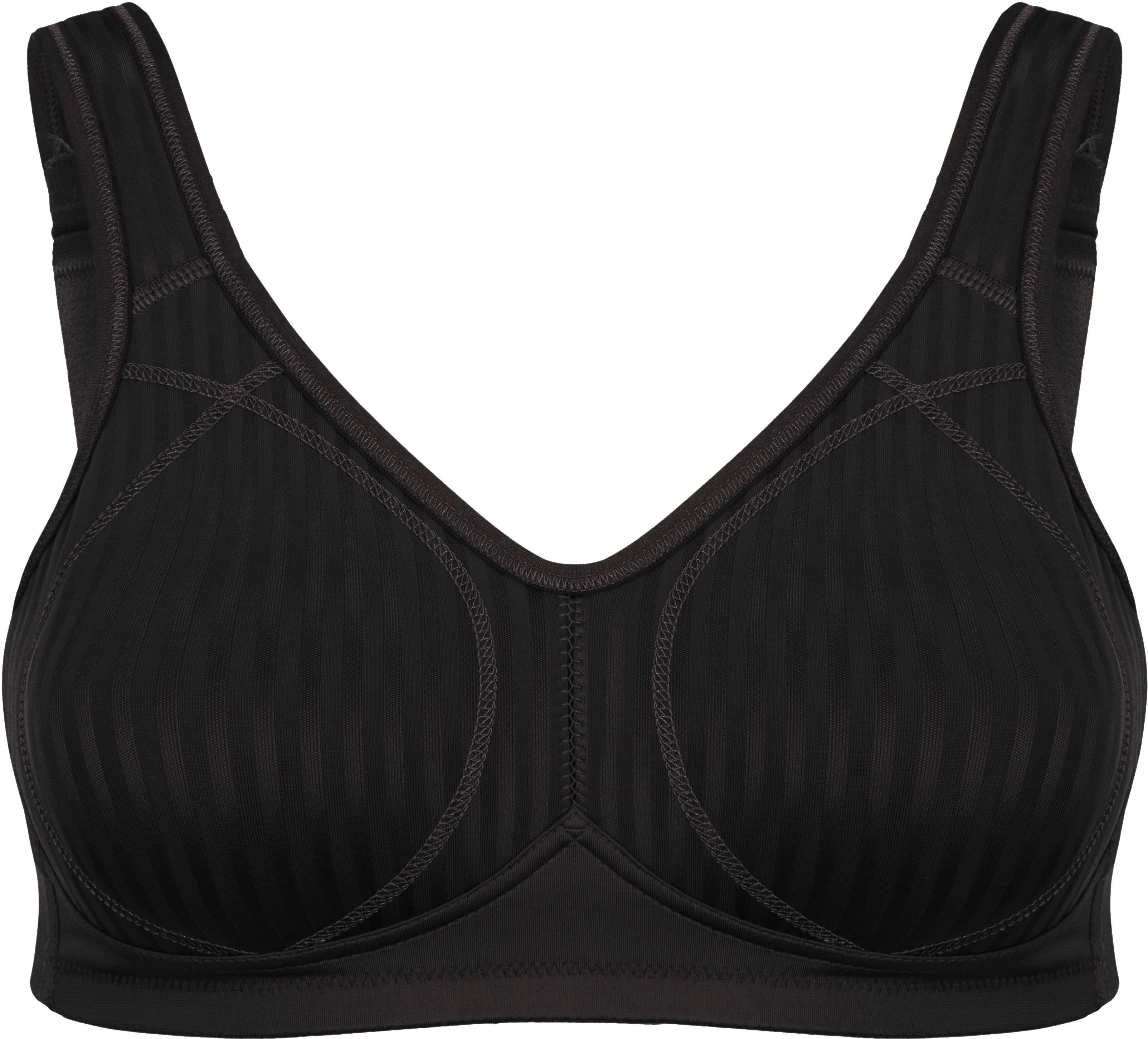 Bügelloser BH SUSA "Cremona", Damen, Gr. 90, Cup i, schwarz, Obermaterial: 65% Polyamid, 28% Elasthan, 7% Polyester, gestreift, bequem, BHs Bügelloser BH, Stützfunktion, vorgeformte Cups, Streifenoptik vorn schwarz 90, Cup i