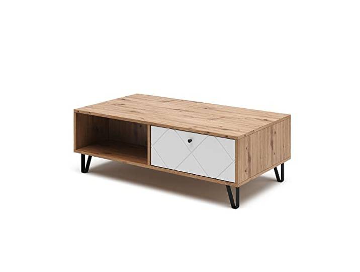 Vicco Couchtisch Nizza, Artisan-Eiche, 110 x 60 cm zur Nutzung als Ablagefläche neben dem Bett