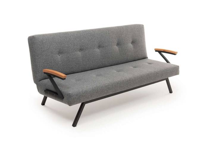 Bettsofa Zven Hellgrau Leinenstoff B 180 T 64 cm - Bettsofa