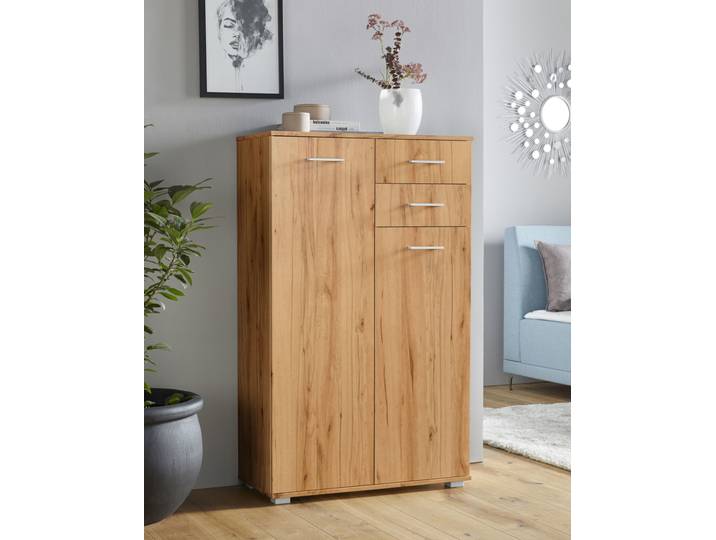 Kombikommode PRIESS, beige (astkernbuchefarben), B:82cm H:135cm T:38cm, Holzwerkstoff, Sideboards, Kombikommode