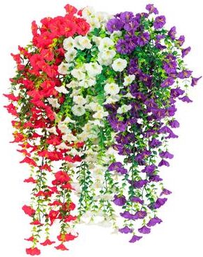 Nearly Natural 30-in UV Resistant Artificial Morning Glory Hanging Plant - Set of 6