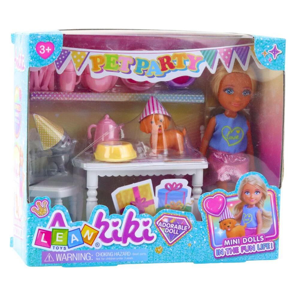 Lean Toys Lean Geburtstagsset Puppe Tiere Hund Katze Tischzubehör (67992382)