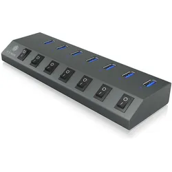 Icy Box IB-HUB1701-C3 (USB-C, 7 Ports), Dockingstation + USB Hub, Grau