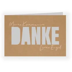 Dankeskarte Kommunion: Kommunion DANKE in Braun