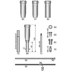 HOLCH Engspalt Gasdüse mit Zylinder L 48mm 130mm Gesamtlänge für MHS 35-D 400/500