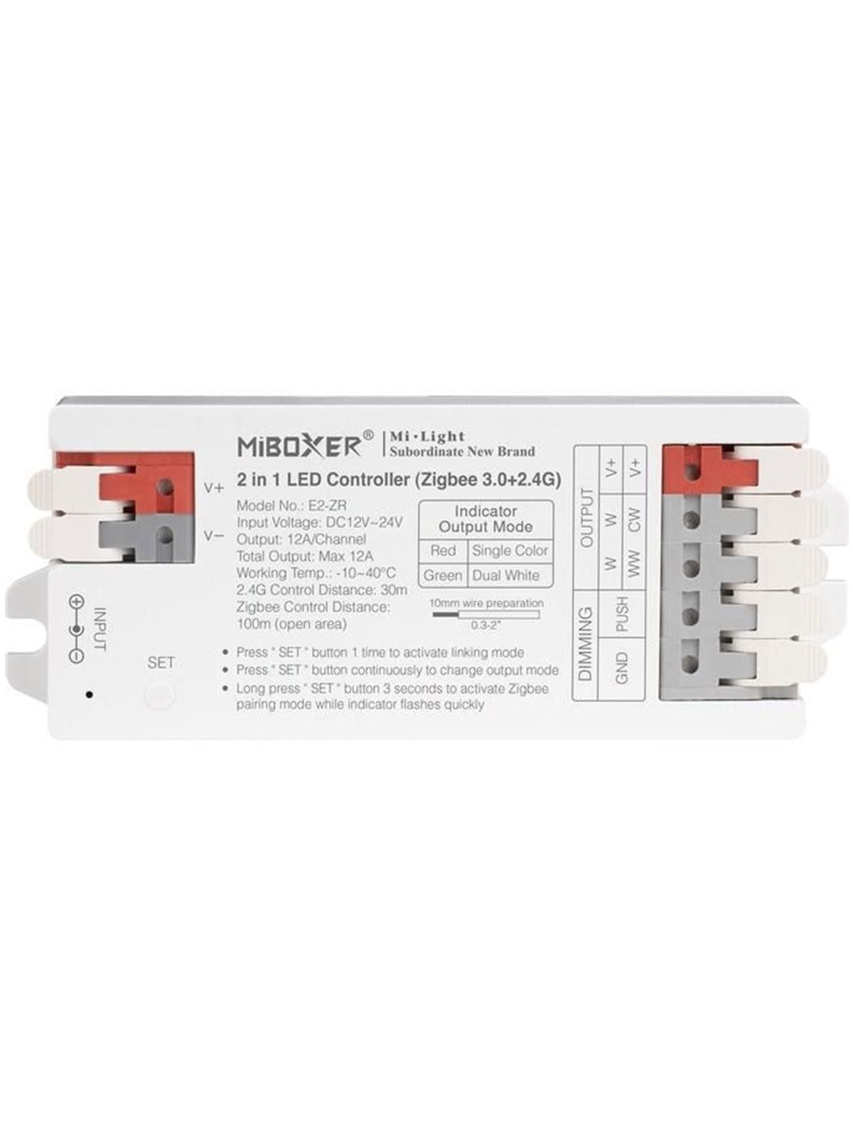 Miboxer LED Controller - 2-in-1 - CCT - DC12/24V - Zigbee 3.0
