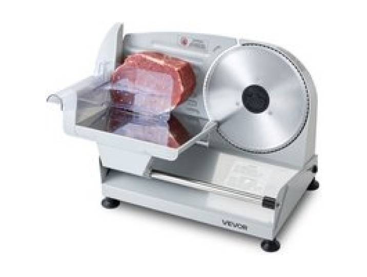 VEVOR Fleischschneidemaschine 200 W, Elektrische Aufschnittmaschine mit 190-mm-SUS420-Klinge, 0–1 mm Schnittdicke, Allesschneider für Gefrorenes Fleisch, Schinken, Baguette und Steak