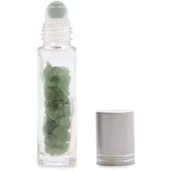 Gemstone Essential Oil Roller Bottle - Aventurine - Silver Cap + Gemstone Roller Tip for 5ml Bottle - Aventurine