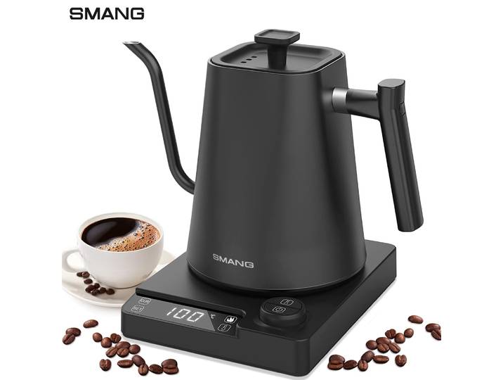 Bouilloire électrique à col de cygne SMANG 1200W 1L avec contrôle de température, idéale pour le café, chauffe rapide