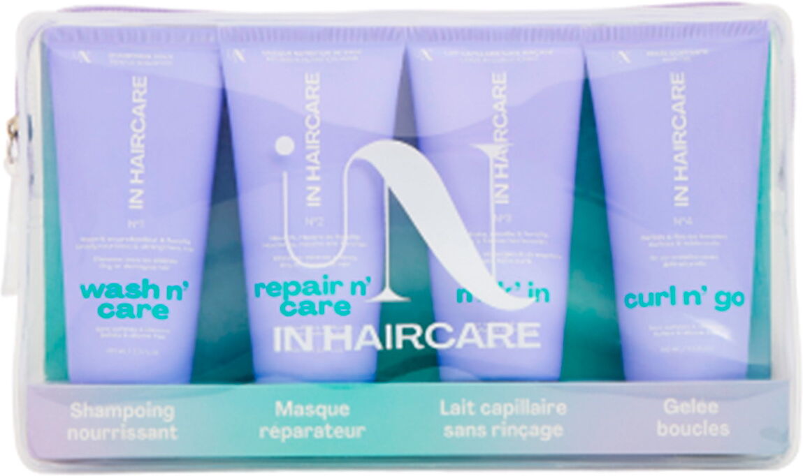 400ml IN Haircare TRAVEL N’ GO Pouch with 4 minis (Shampoo 100ml + Mask 100ml + Milk 100ml + Gel 100ml)