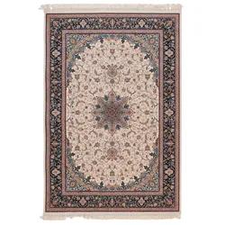 Orientteppich Isfahan 80 x 280 cm Polyester Beige Creme