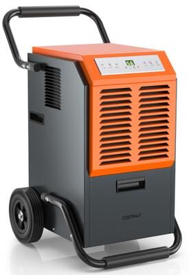 163-Pint Crawl Space Dehumidifier w/Drain Hose & 24H Timer & Wheels