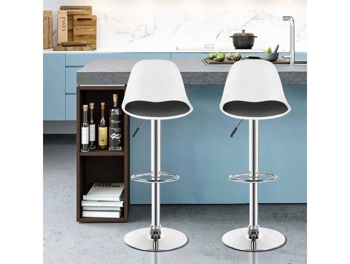 Tabouret de bar - JEOBEST - Lot de 2 - Réglable en hauteur - Rotation à 360 degrés - Design scandinave