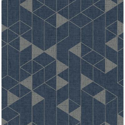 Scott Living Fairbank Navy Linen Geometric Wallpaper