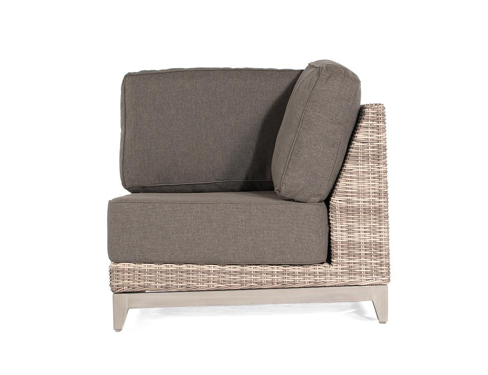 MUESING Eckmodul 1-Sitzer Thor PE-Kunststoffgefl echt white-coral/Alu inkl. Kissen Sonnen 16906101