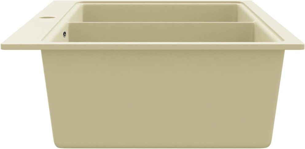 vidaXL Évier de cuisine Granit Double lavabo Beige