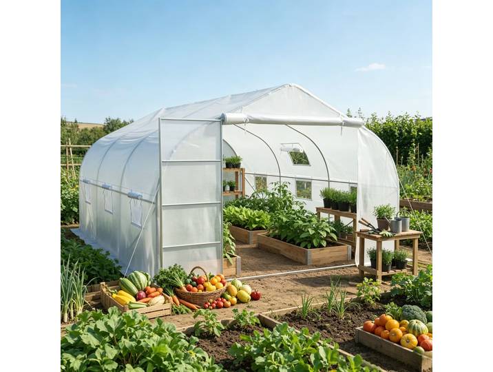 Serre tunnel autoportante en polytunnel, abri de jardin, abri pour plantes avec porte et fenêtres, structure en acier galvanisé, Coupe du Monde