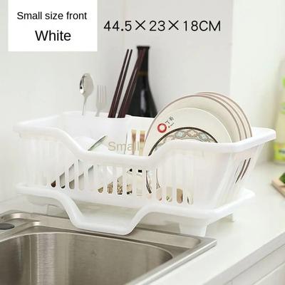 Uplift Essentials Countertop Dinnerware Dish Drying Rack & Integrated Drainboard System white