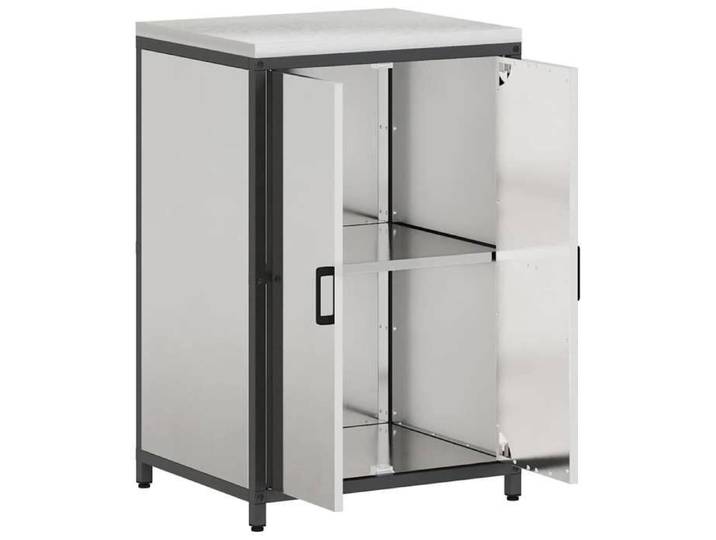 Moderne Meuble de rangement de cuisine SWEETY Argenté Acier inoxydable 60x50x92 cm BB2311