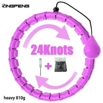Uplift Essentials Weighted Fitness Circle Hoop With Adjustable Detachable Knots 24 purple