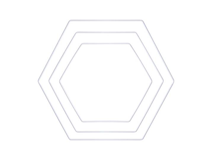 Metallringe Hexagon sortiert, je 1x20cm, 25cm, 30cm, Box 3Stück