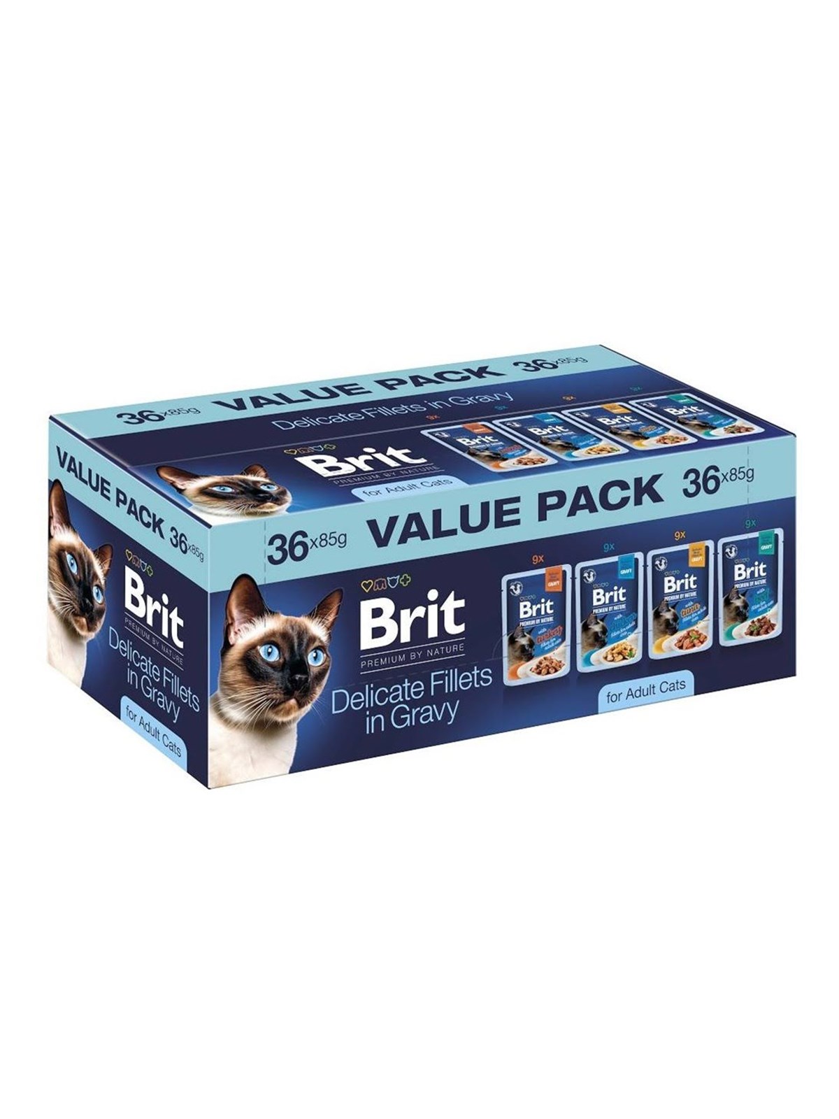 Brit Premium by Nature Zarte Filets in Soße Box - Nasskatzenfutter - 36x85g