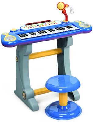 Costway 37 Key Electronic Keyboard Kids Toy Piano-Blue
