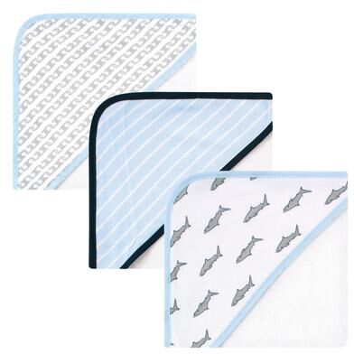 Hudson Baby Infant Boy Rayon from Bamboo Rich Hooded Towels, Sharks - Shark - One Size