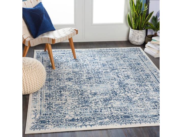 Tapis vintage oriental bleu/blanc 160x215
