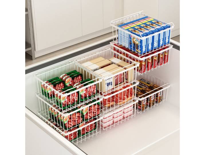 Panier suspendu pour congélateur d'épicerie, support de rangement intérieur pour réfrigérateur, panier en maille alimentaire, support de stockage de crème glacée, support de panier suspendu, cadre de